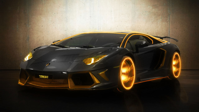 Black yellow sports car orange free wallpaper for desktop - medium preview image