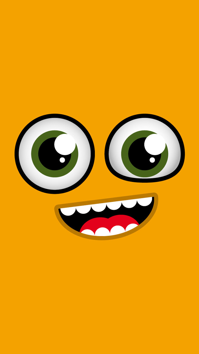 Yellow background big eyes grin free wallpaper for mobile - medium preview image