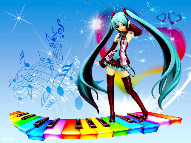 Girl long hair piano music free wallpaper for desktop - medium preview image