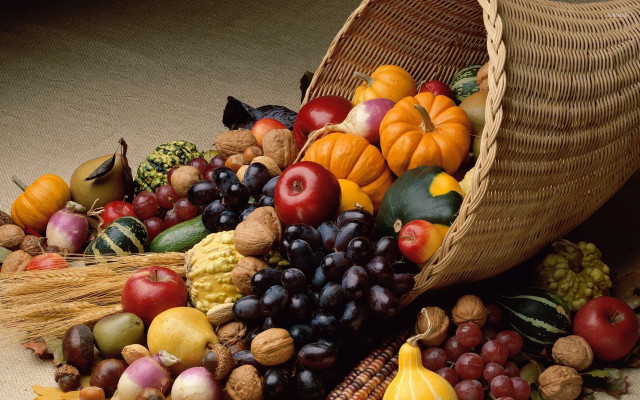 Basket fruit vegetables table cornucopia free wallpaper for desktop - medium preview image