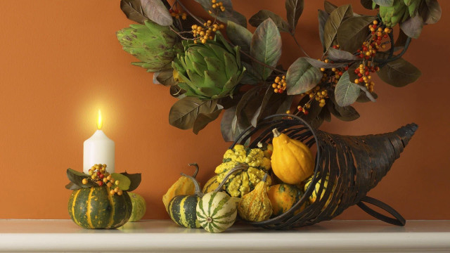 Candle fruit vegetables mantle pumpkin free wallpaper for desktop - medium preview image