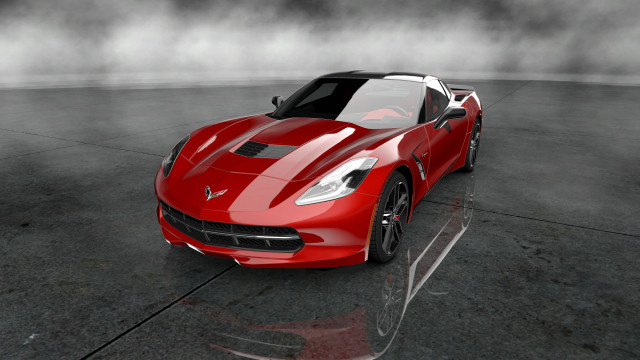 Red sports car foggy black free wallpaper for desktop - medium preview image