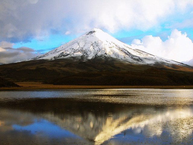 Mountain snow capped peak lake free wallpaper for desktop - medium preview image