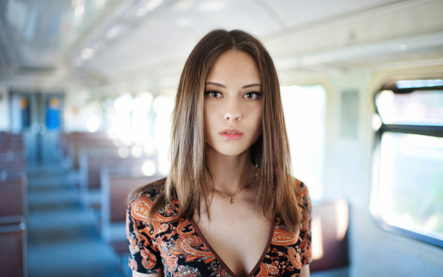 Woman long hair train car free wallpaper for desktop - medium preview image