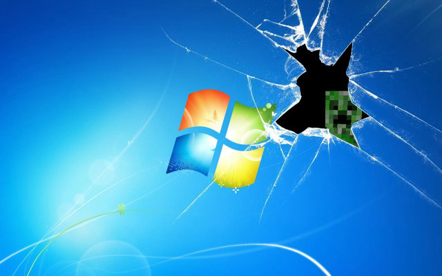 Broken window blue sky flower free wallpaper for desktop - medium preview image