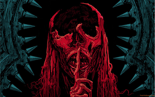 Skeleton knife demon face poster free wallpaper for desktop - medium preview image
