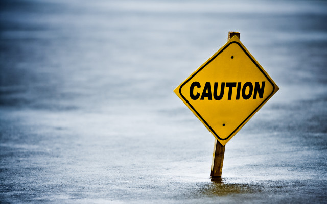 Caution sign flooded street black free wallpaper for desktop - medium preview image
