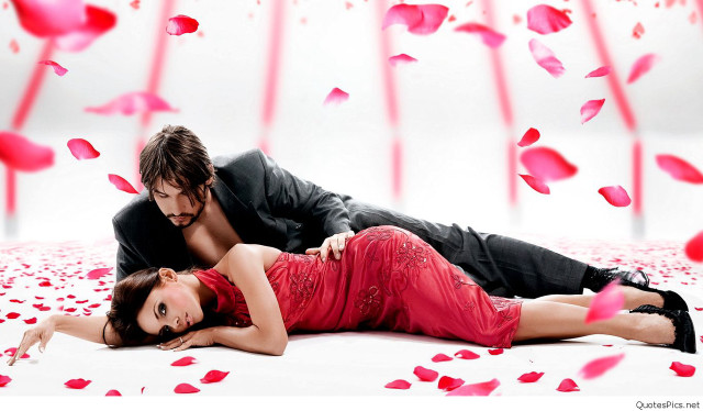 Man woman bed petals red free wallpaper for desktop - medium preview image