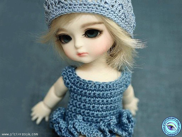 Doll blue dress knitted hat free wallpaper for desktop - medium preview image