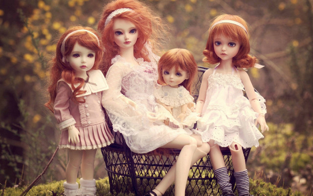 Three dolls forest sisters gothic free wallpaper for desktop - medium preview image