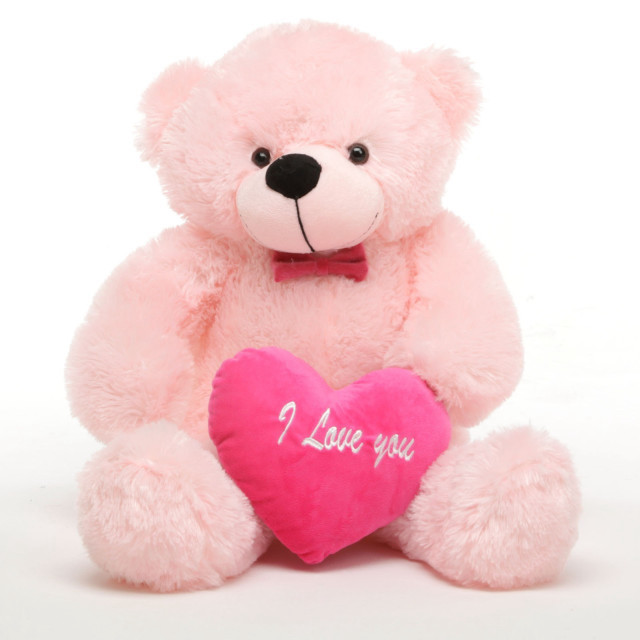 Pink teddy bear holding heart free wallpaper for tablet - medium preview image