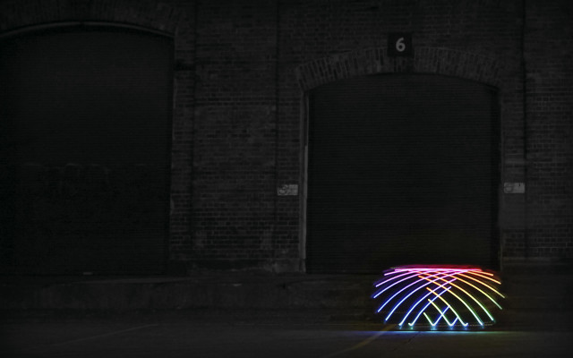 Neon light dark street brick free wallpaper for desktop - medium preview image