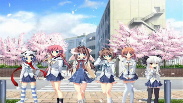 Anime girls cherry blossom street free wallpaper for desktop - medium preview image