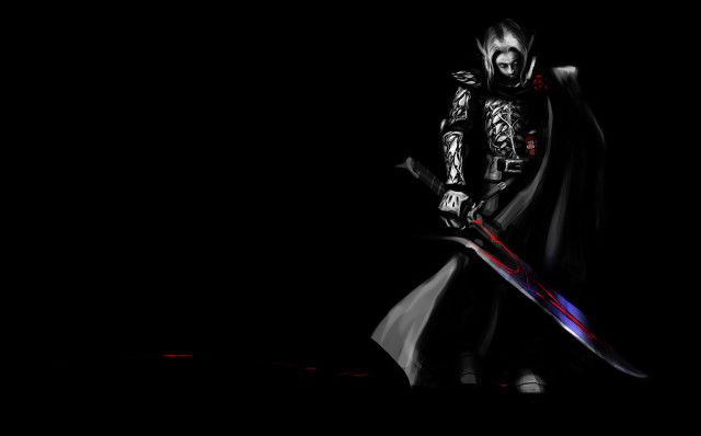 Man black robe sword skull free wallpaper for desktop - medium preview image