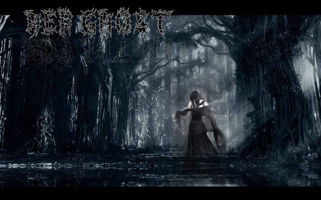 Gothic forest woman black dress free wallpaper for desktop - medium preview image