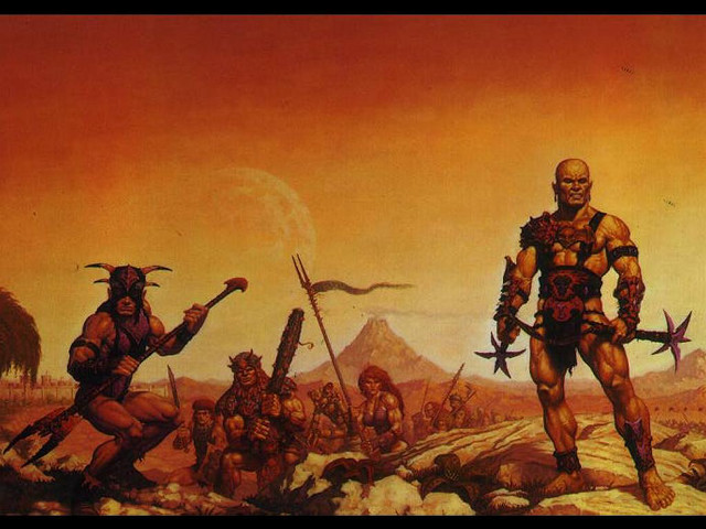 Men swords armor desert landscape free wallpaper for desktop - medium preview image