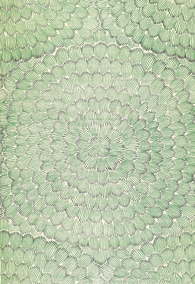 Green white flower drawing circular free wallpaper for mobile - medium preview image