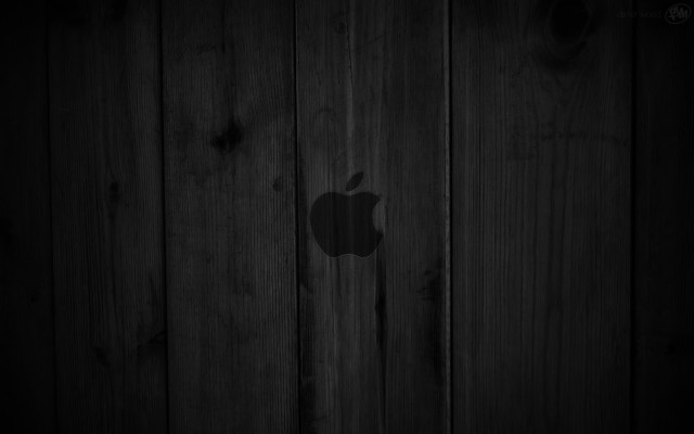Apple logo wooden wall dark free wallpaper for desktop - medium preview image