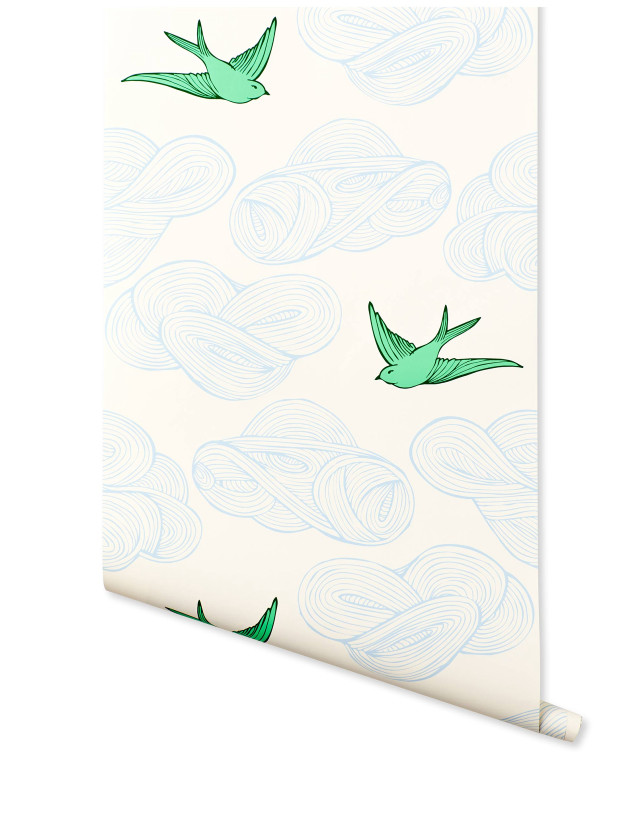 Bird pattern white background blue free wallpaper for mobile - medium preview image
