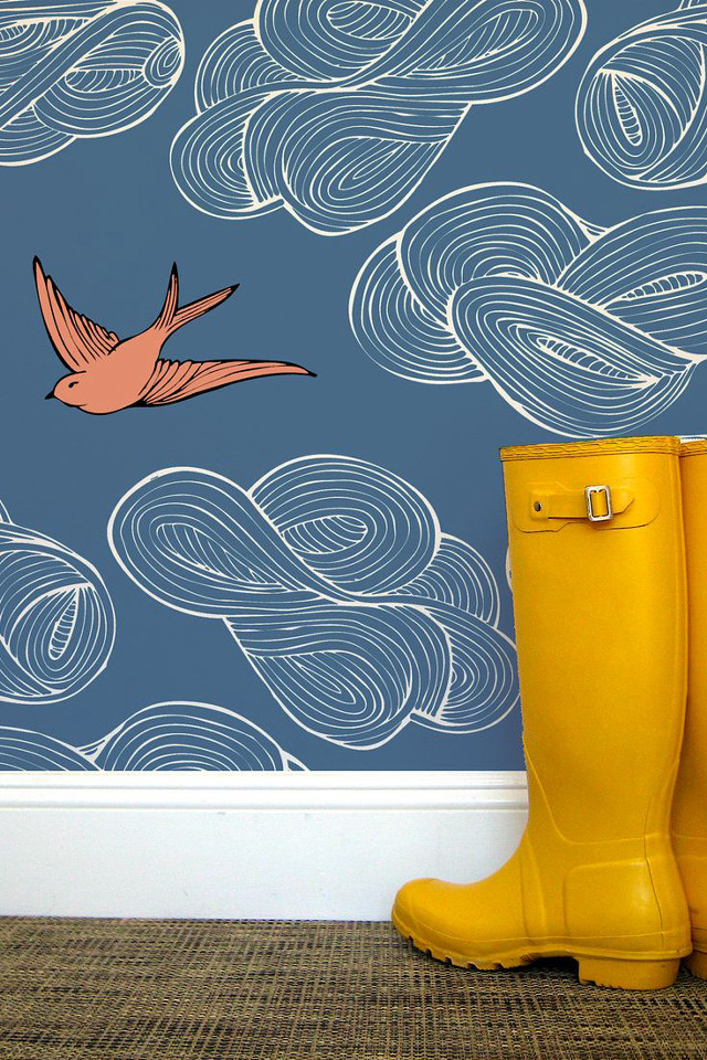 Yellow boots bird wall clouds free wallpaper for mobile - medium preview image