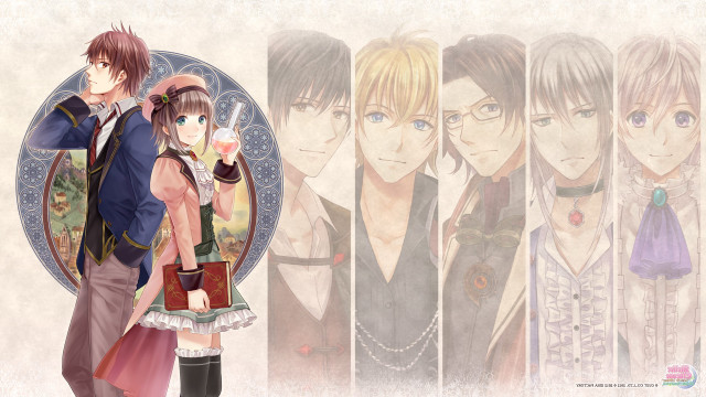 Anime couple background characters circular free wallpaper for desktop - medium preview image