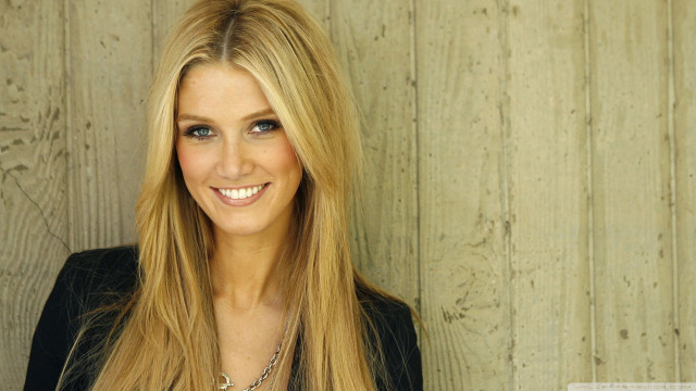 Woman blonde hair smiling wooden free wallpaper for desktop - medium preview image