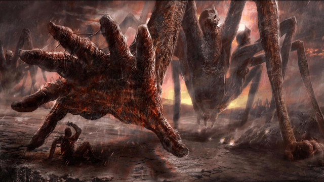 Giant spider forest legs scene free wallpaper for desktop - medium preview image