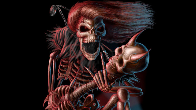 Skeleton guitar demon shoulder demon free wallpaper for desktop - medium preview image