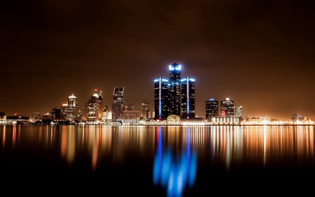 City skyline night lights reflection #9 free wallpaper for desktop - medium preview image