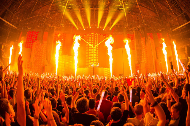 Crowd concert hands torches air free wallpaper for desktop - medium preview image
