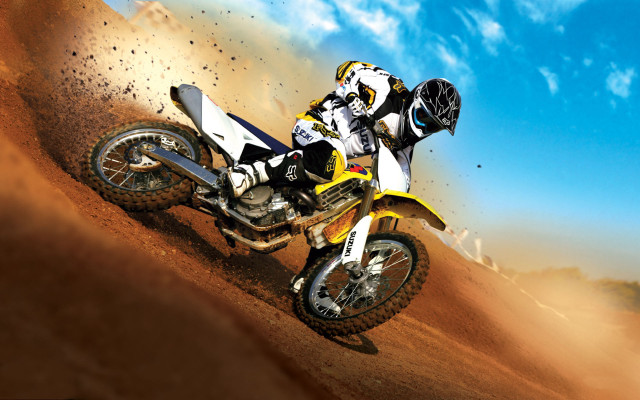 Man riding dirt bike desert #4 free wallpaper for desktop - medium preview image