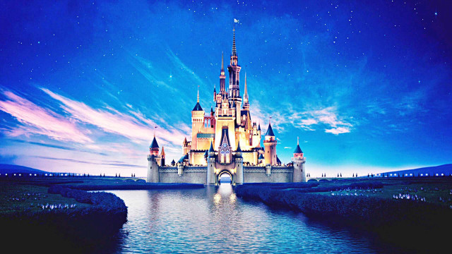 Castle lights sky water bridge free wallpaper for desktop - medium preview image