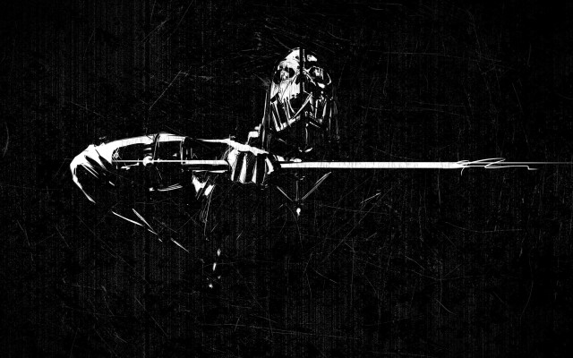 Man sword skull black white free wallpaper for desktop - medium preview image
