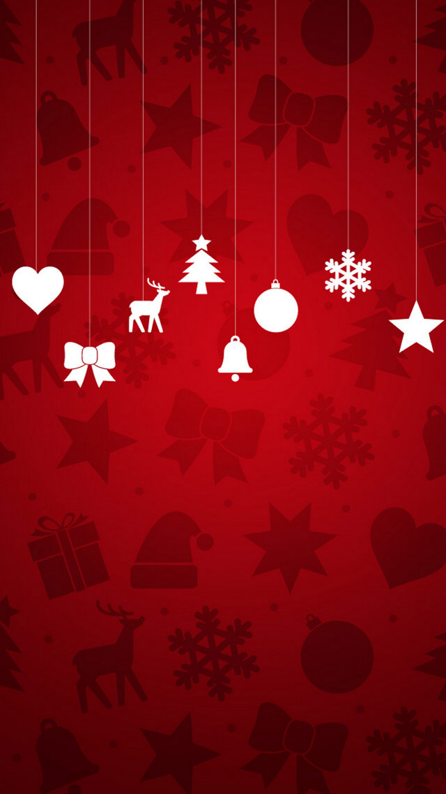 Red background white christmas decorations free wallpaper for mobile - medium preview image
