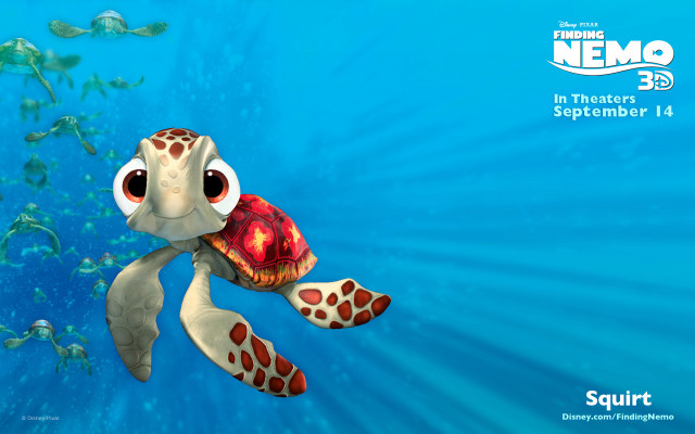 Cartoon turtle swimming ocean fish free wallpaper for desktop - medium preview image