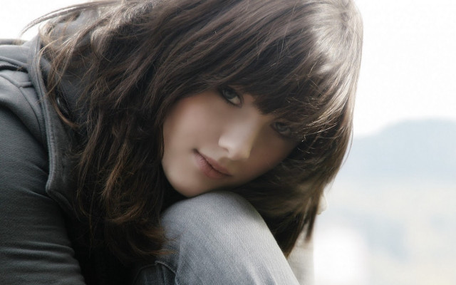 Gothic woman longhair hoodie portrait free wallpaper for desktop - medium preview image