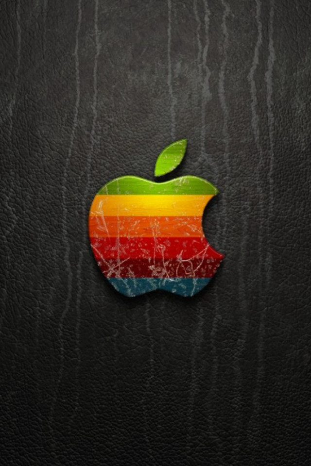 Apple logo black leather rainbow #3 free wallpaper for mobile - medium preview image