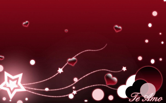 Red background hearts stars center free wallpaper for desktop - medium preview image