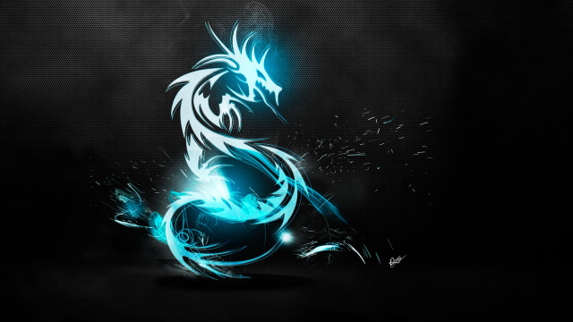 Blue black dragon light effect free wallpaper for desktop - medium preview image