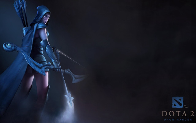Woman blue bow arrow dark free wallpaper for desktop - medium preview image