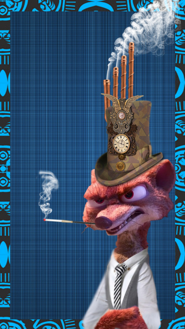 Cartoon character clock hat cigarette free wallpaper for mobile - medium preview image