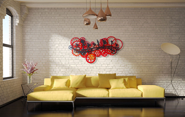 Yellow couch large painting lamp free wallpaper for desktop - medium preview image