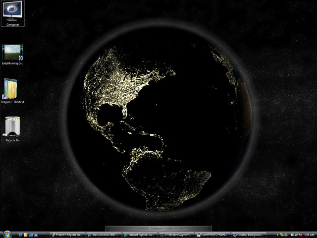 Computer screen earth night city free wallpaper for desktop - medium preview image