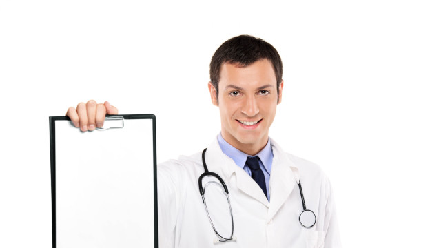 Man white coat clipboard stethoscope #2 free wallpaper for desktop - medium preview image