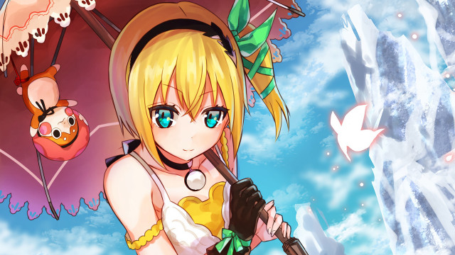 Girl hat cane cartoon bird free wallpaper for desktop - medium preview image