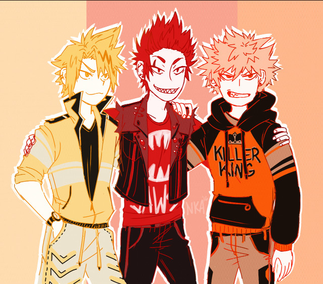 Three anime characters standing side free wallpaper for tablet - medium preview image