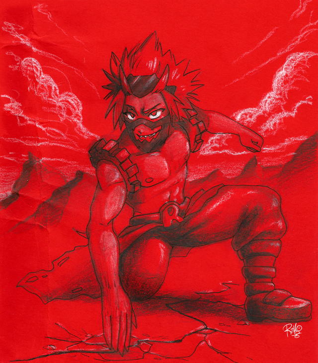 Demon sitting rock lightning red free wallpaper for tablet - medium preview image