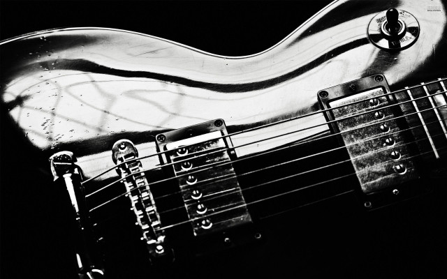 Black white guitar shiny fret free wallpaper for desktop - medium preview image