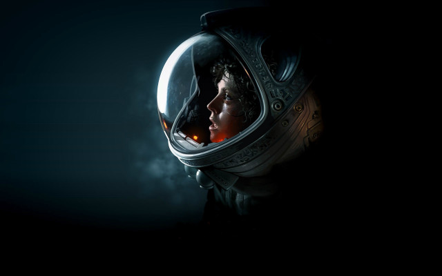 Space suit red light dark free wallpaper for desktop - medium preview image