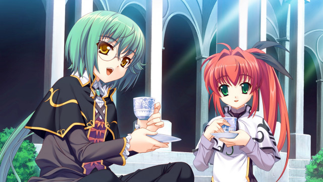 Anime characters bench drinks phones free wallpaper for desktop - medium preview image